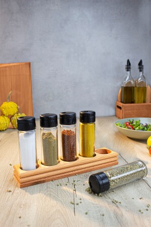 Vera 5-Piece Spice Set, 5-Piece Spice Set with Wooden Stand Vera 04 - KukiWood