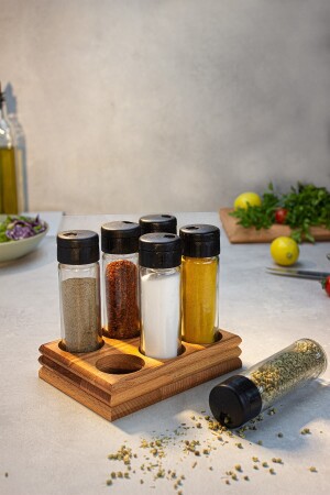 Vera 6-Piece Spice Set, 6-Piece Spice Set with Wooden Stand 2 Vera 06 - KukiWood
