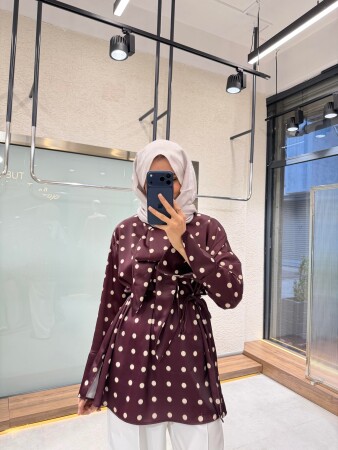 Vera Polka Dot Shirt - Burgundy - Duendeca