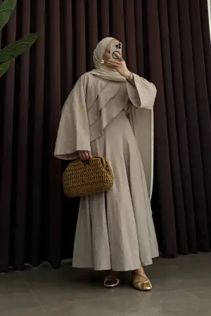 Vera Premium Linen Skirt Set Beige - Nuuwears