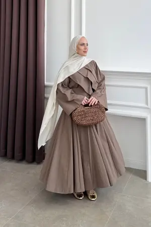 Vera Premium Linen Skirt Set, Mink - Nuuwears