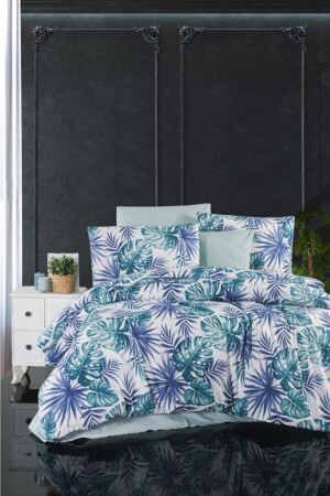 Verde Double Duvet Cover Set Ranforce Cotton Blue 200x220 M000102 - Mulberry