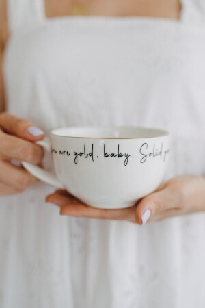 Vergoldeter Porzellanbecher mit Motto aus massivem Gold – 350 cc MUG008-SG - Milky Way Design