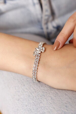 Versilbertes Silver Stone Glam Waterway-Armband 2405 - HUBANN