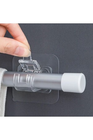 verstellbarer Gardinenstangenclip, selbstklebender Klemmhaken, Gardinenstangenhalter, 2 Stück - Savoryhome