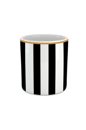 Vertical Black Striped Espresso, Double Turkish Coffee Cup - Cup Without Handle FIN186 - Vivas