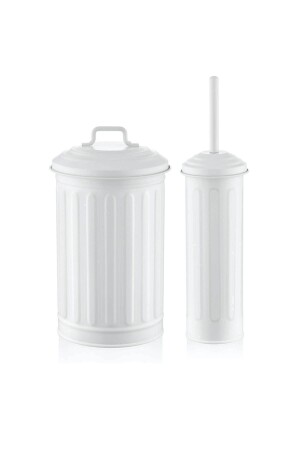 Verzinktes Mülleimer- und Toilettenbürstenset, weiß - The Mia