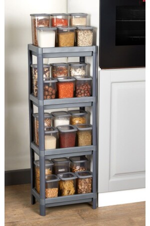 VESKEN Anthrazit 4 Etagen Badezimmerregal Kosmetik Shampoo Handtuchhalter Badezimmerständer Badezimmer Organizer Regal - Carpekitchen