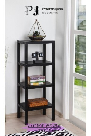 Vesken Ombeg 4 Tier Wooden Look Plastic Shelf Unit Bathroom Kitchen Shelf Living Room Balcony Organizer TYC00491918275 - LIUWA