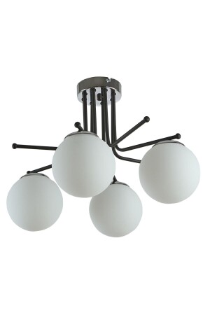 Vesuvius Special Design Living Room - Kitchen - Bedroom Black Color White Glass 4-Piece Chandelier VZV553 - Modavize