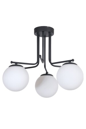 Vesuvius Special Design Plafonier Ceiling Black Color White Glass 3-Piece Chandelier VZV252 - Fer Avize