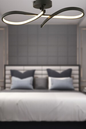 Vetto Black 38 Watt Plafonier 3 Color LED Modern Kitchen Bathroom Led Living Room Pendant Lamp Chandelier 3843-01-BL - Apliqa