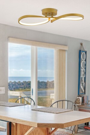 Vetto Gold 38 Watt Plafonier 3 Color LED Modern Kitchen Bathroom Led Living Room Pendant Lamp Chandelier 3843-01-GD - Apliqa