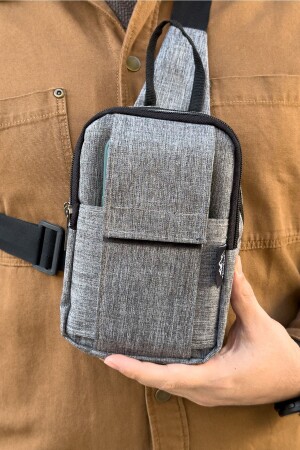 Vicenza Bodybag Brusttasche, wasserdichter Leinenstoff, Kreuzgurt, Taillen-Umhängetasche, Grau - Telvesse