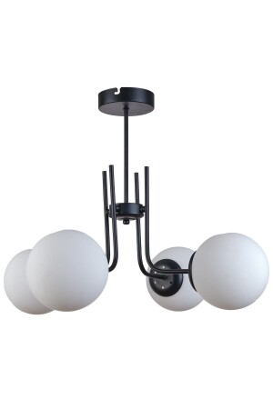 Vien Modern Design Living Room Dining Room Kitchen Black Color White Glass Pendant Lamp 4-Piece Chandelier V3246 - Modavize