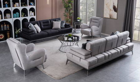 Vienay Black - Gray Sofa Set - Cadde Yıldız