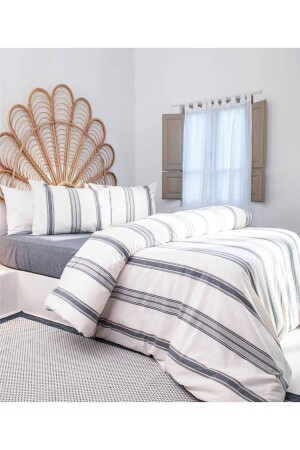 Viento Bettbezug-Set, Baumwolle, Marineblau, Braun, gestreift, Marineblau, King-Size-Größe 240 x 220 9508a - Koza Home