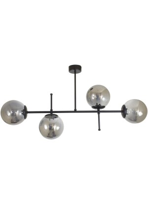 Vierfach-Kronleuchter aus schwarzem, modernem Glop-Rauchglas, Modell LMBDR0087BLK - Lambadar