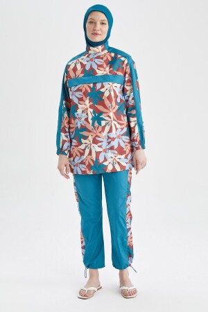 Vierteiliger Burkini mit normaler Passform und Blumenmuster X5228AZ22HS - Defacto