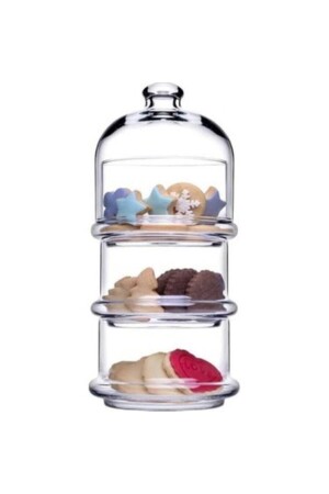 Villa Patisserie 3 Katlı Cam Kurabiyelik-drajelik Villapatisserie-1 - Paşabahçe
