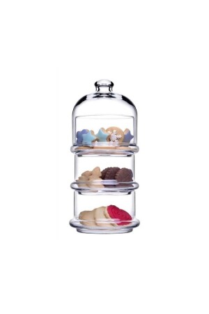 Villa Patisserie Großer Kekshalter aus Glas mit 3 Ebenen – 96815 - Paşabahçe
