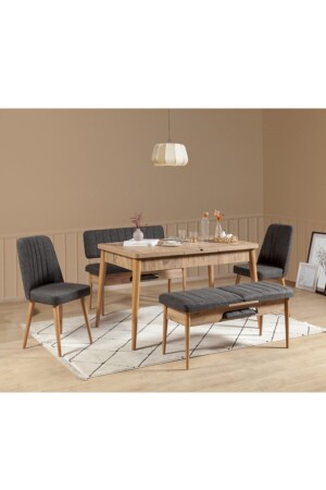 Vina Extra Kitchen Table Set Atlantic Anthracite - Reysa Mobilya