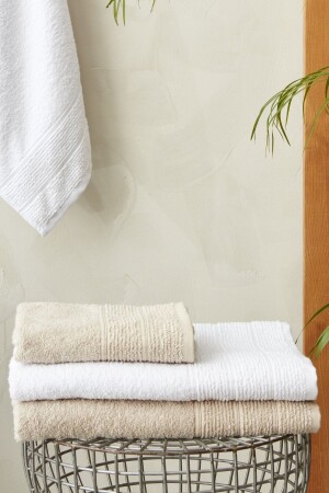 Vinos 4 Parça Yüz-Banyo Havlusu Hamam Seti Bej - Karaca Home