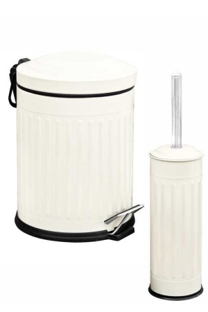 Vintage 2 Liter Dustbin Trash Can Bathroom Set Striped Model 5 Liter And WC Brush Set - Bysevil