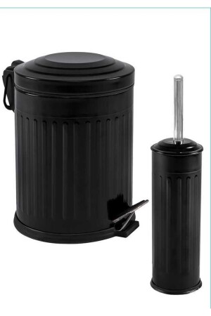 Vintage 2 Liter Dustbin Trash Can Bathroom Set Striped Model 5 Liter And WC Brush Set SETEFR1001 - BySevil