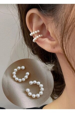 Vintage 2-Piece Pearl Cartilage Earrings - Mutlubidünya