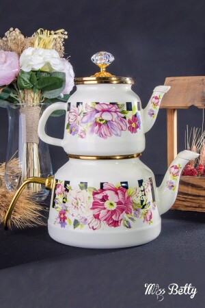 Vintage Ayda Rose Checkerboard Pattern Enamel Teapot ay1111 - Miss Betty