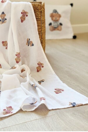 Vintage Bear Organic Bamboo Muslin Blanket ASU1939 - Asu Baby&Kids