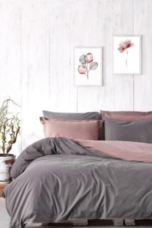 Vintage Easy Iron Double Duvet Cover Set with 4 Pillows 200x220cm Light Plum Cs148894 TYC00471486114533 - Sheri Home
