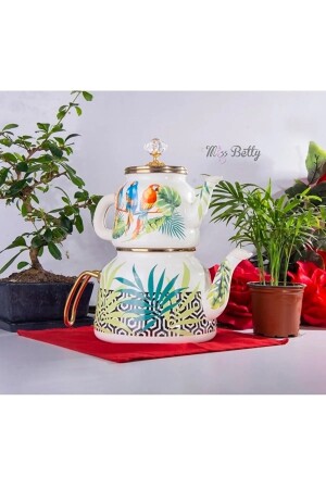 Vintage Papagei Emaille Teekanne ss8859 - Miss Betty