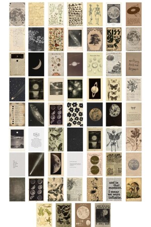 Vintage Retro Poster Set - Collage Set - Room And Wall Decoration - Wall Poster - Adhesive - 60 Pieces kolaj189vintagemix - postifull