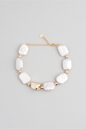 Vintage Style 18 Carat Yellow Gold Plated 24 Cm Silver Pearl Bracelet - So Chic
