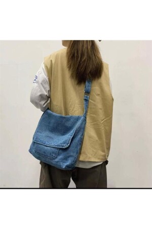 Vintage Unisex Jeansblaue Umhängetasche mit großem Innenvolumen M1BNAA4K - Gofeel