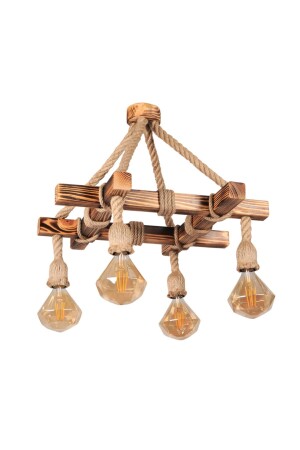 Vintage Wooden Decorative 4-Piece Authentic Chandelier Gift Product Als04 - Ahşap Atölye