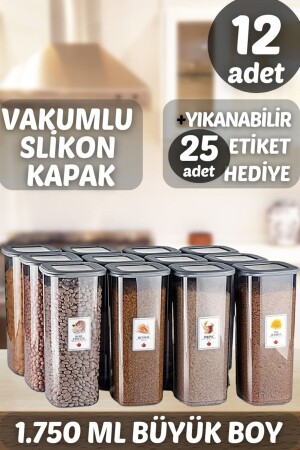 Vip Ahmet 12 Piece 1750ml Set Smoked Labeled Kumsal Square Storage Container Set Food Storage Container Jar Kumsal6pcs - Comprox