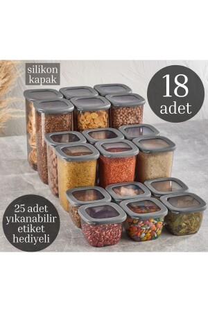 Vip Ahmet 18-Piece Labeled Beach Square Storage Container Set Smoked Jar Food Storage Container KumsalStorage - Comprox
