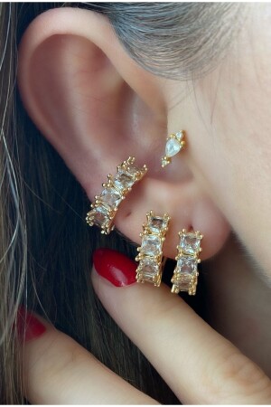VIP Series Square Baguette Full Stone Cartilage Earrings (Earcuff) - Pinery Jewels
