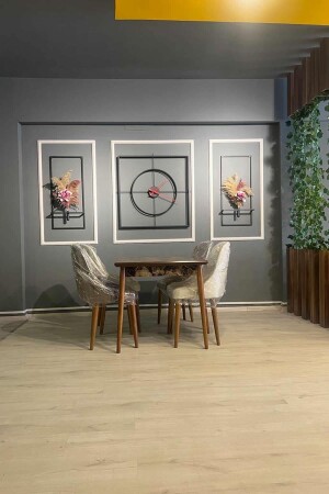 Vip Set Xxxl 90 Cm Black 3-Piece Square Flower Holder Wall Clock AGA01080 - AGA KONSEPT