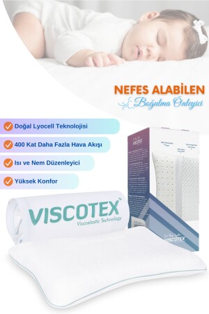 Visco Cairfull Anti-Suffocation Baby Pillow - 50x32x6cm - White - Viscotex