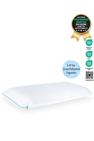Viscotex Visco Air Channeled Child Pillow (KİDS PİLLOW) 66x33x6 Cm- ​​Turquoise-white - Viscotex
