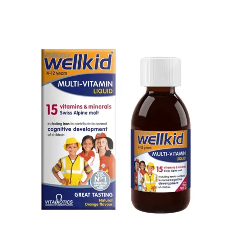 Vitabiotics Wellkid Multi-vitamin Liquid (150 ml, Orange) - Vitabiotics
