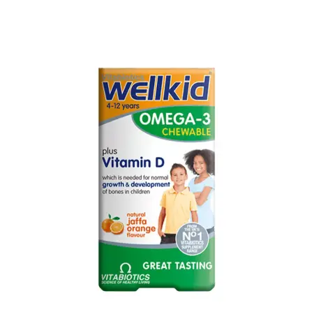 Vitabiotics Wellkid Omega-3 Chewable (60 Capsules, Orange) - Vitabiotics