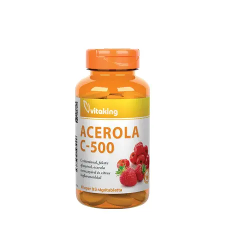 Vitaking Vitamin C-500 Acerola Raspberry (40 Chewables, Strawberry Pouch) - Vitaking