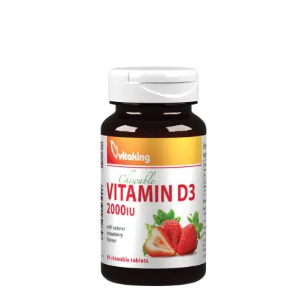 Vitaking Vitamin D3 2000 IU (90 Lozenges, Strawberry) - Vitaking