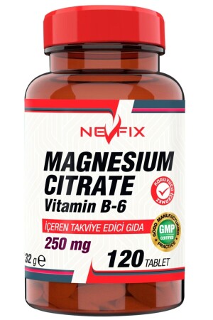 Vitamin B6 10 Mg Magnezyum Sitrat 250 Mg 120 Tablet Magnesium Citrate citra120tabnf - Nevfix