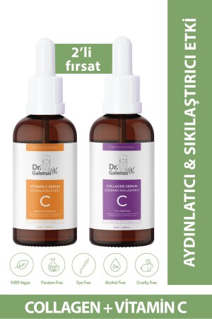 Vitamin C and Collagen 2-Piece Care Serum Set (ALEO VERA- PROVITAMIN B5- HYALURONIC ACID) (40 ML) - Dr. Galenus
